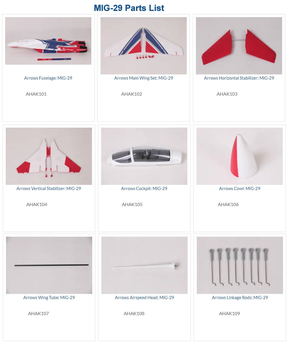 AArrows Hobby mig 29 parts